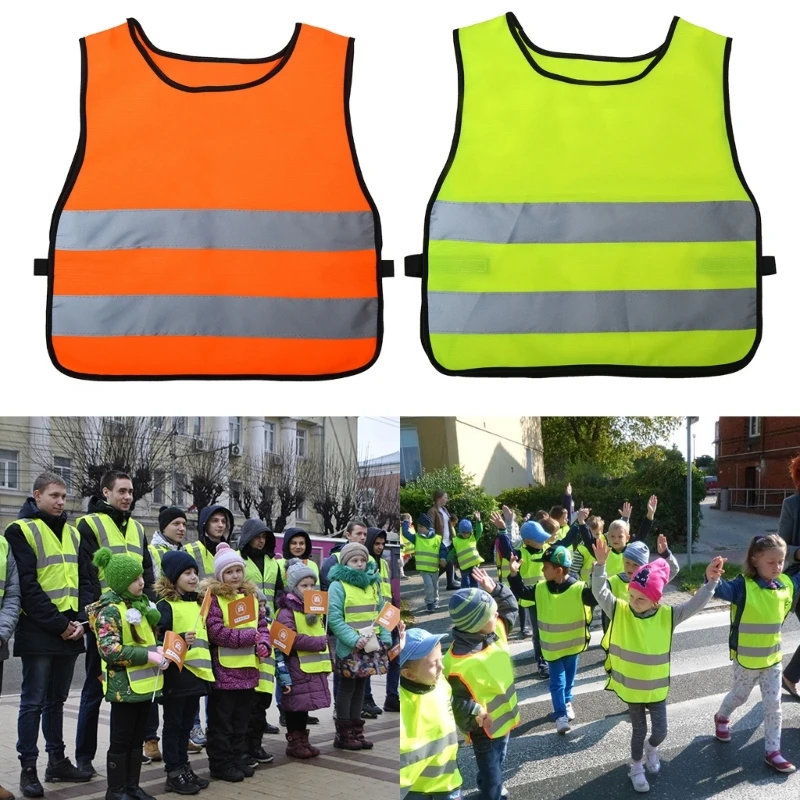 Children High Visibility Reflective Vest Kids Boy Girls Casual Sleeveless Safety Waistcoat for Traffic Work Outdoor Activity