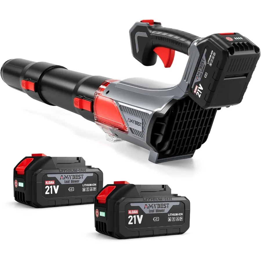

Leaf Blower Cordless 21V Lightweight Electric Blower with 2 x 4.0Ah Batteries and Fast Charger Variable Speed for Patio Cleanin