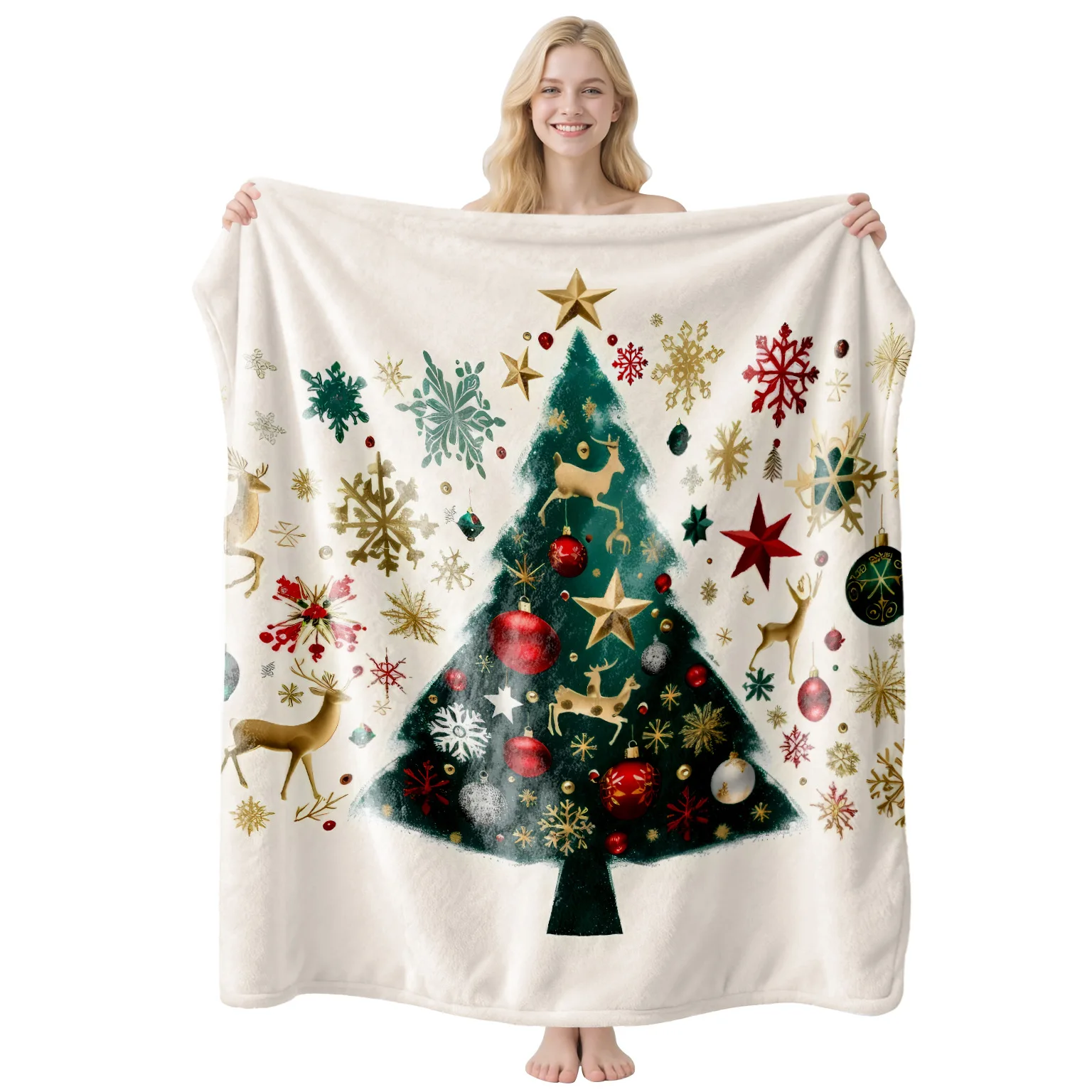 Blanket Throw Cute Christmas Angel Star Snowflake Pattern Cozy Sofa Bed Blankets Winter Holiday Room Decor Xmas Gift Blanket