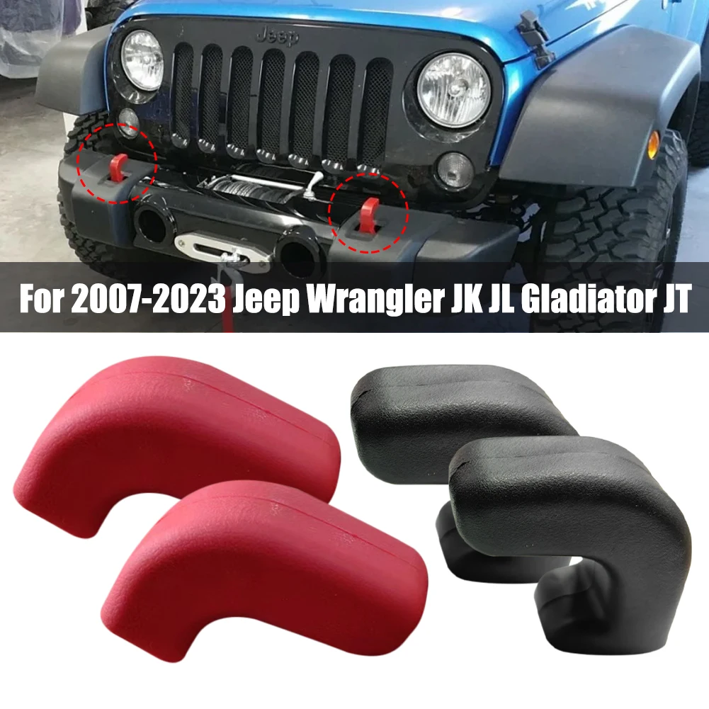 

2Pcs Front Bumper Tow Hook Cover Rubber Protector Cap Against Wear For Jeep Wrangler JK JL Gladiator JT 2007-2023 Accessories