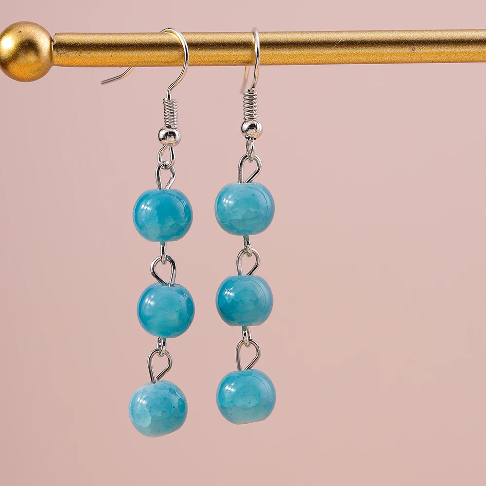 Aihua Geburtsstein Achat Perlen Naturstein Ohrringe Neue Ankunft Lange Perlen Steine Baumeln Ohrringe für Frauen Schmuck Geschenke – Detail 7