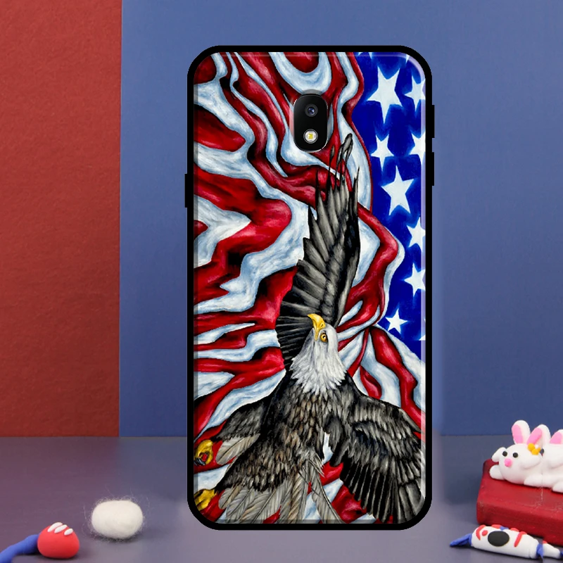 Amerykańska flaga USA Eagle przypadku dla Samsung Galaxy J3 J1 J5 J7 2016 A3 A5 2017 A7 A9 J8 J4 J6 A6 A8 Plus 2018 Coque