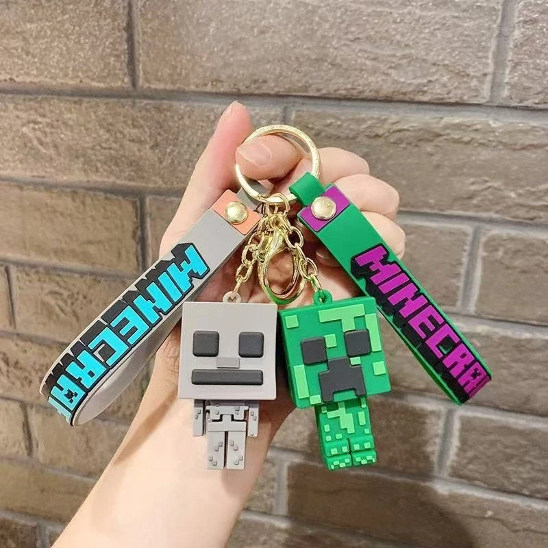 Game Minecrafte Figure Keychain  Keychain MC Cartoon Creeper Doll Silicone Backpack Pendant Gifts