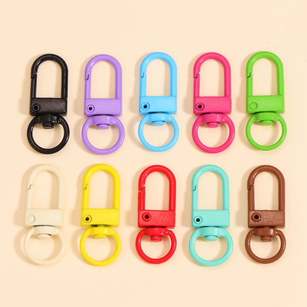 10Pcs Colorful Metal Alloy Rotating Buckle Keychain Accessories Diy Jewelry Making Keychain Connector Hooks Bags Holder Supplies