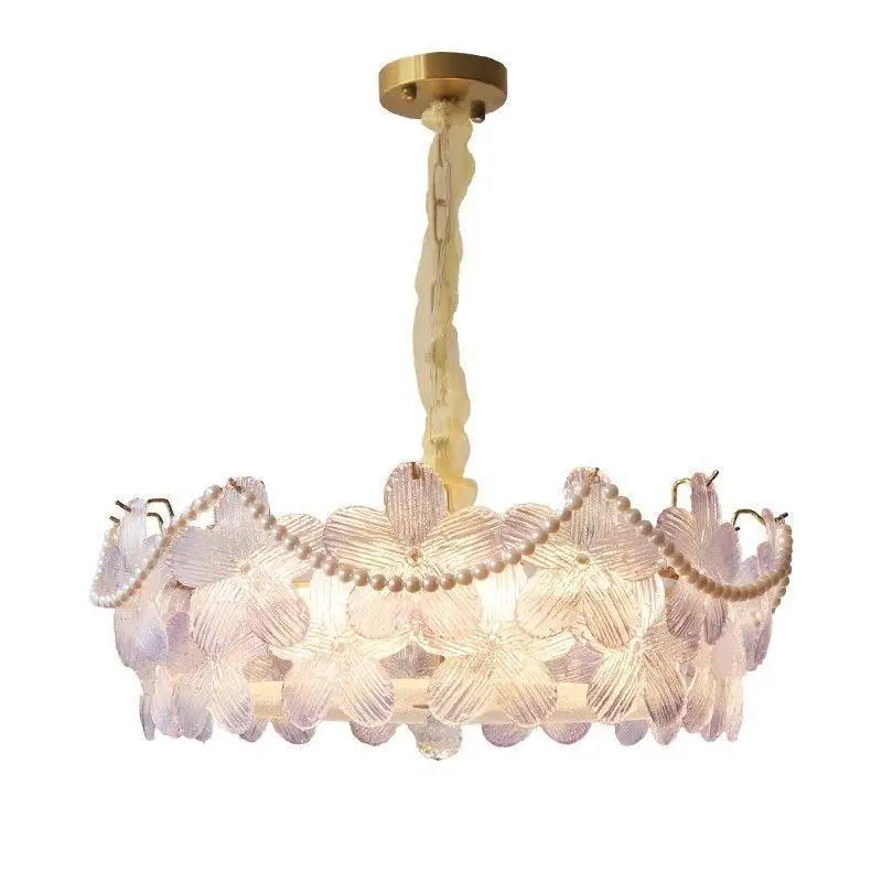 Premium bedroom ceiling lamp, light luxury and simple European modern five-leaf flower chandelier