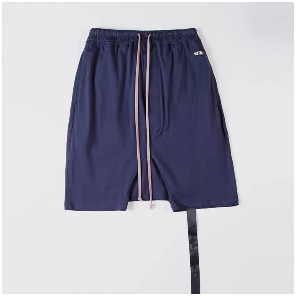 Black RO Letter Slogan Embroidery Cotton High Street Shorts Men's 23FW Solid Color Letter Ribbon Five Point Shorts Casual Short