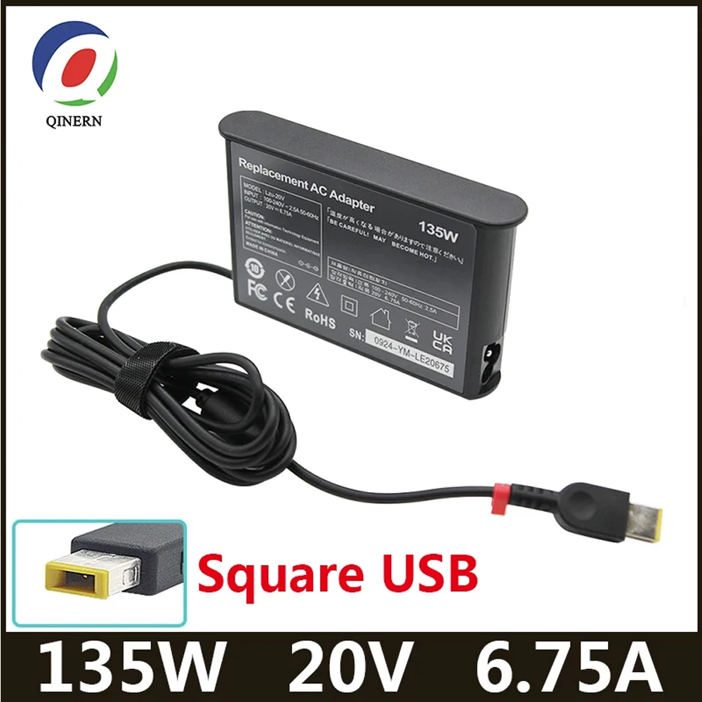 135W 20V 6.75A USB A Laptop Charger Adapter For Lenovo YOGA720-15 T440p Y50-70 R720 Y700 T540p P51 P52 S5 ADL135NLC3A W550