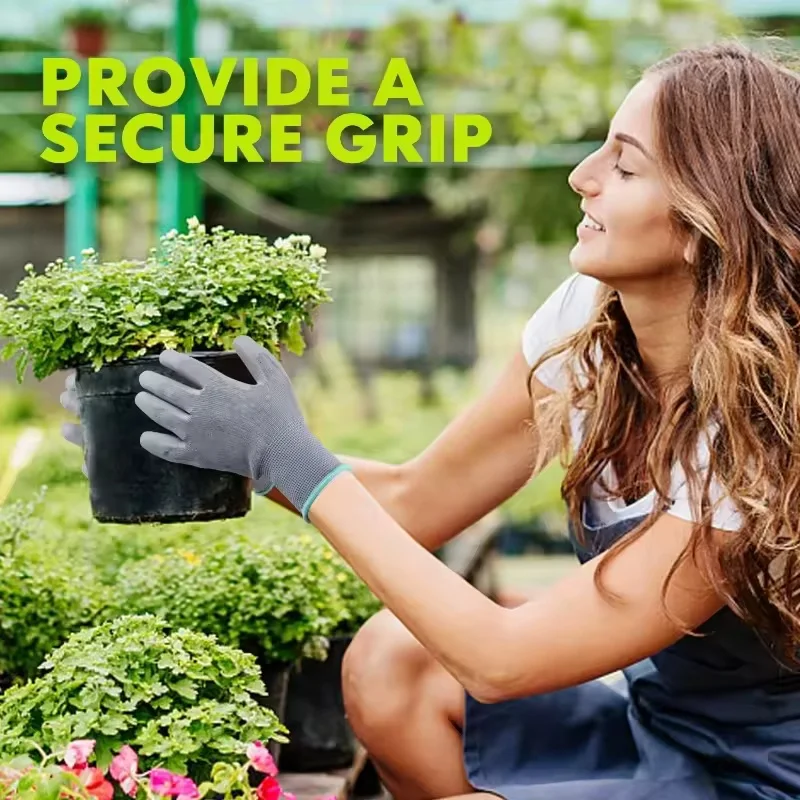 20 قطعة قفازات العمل السلامة بولي Palm النخيل المغلفة المضادة للانزلاق قفازات منزلية رمادي البستنة البستنة العمل إصلاح قفازات واقية