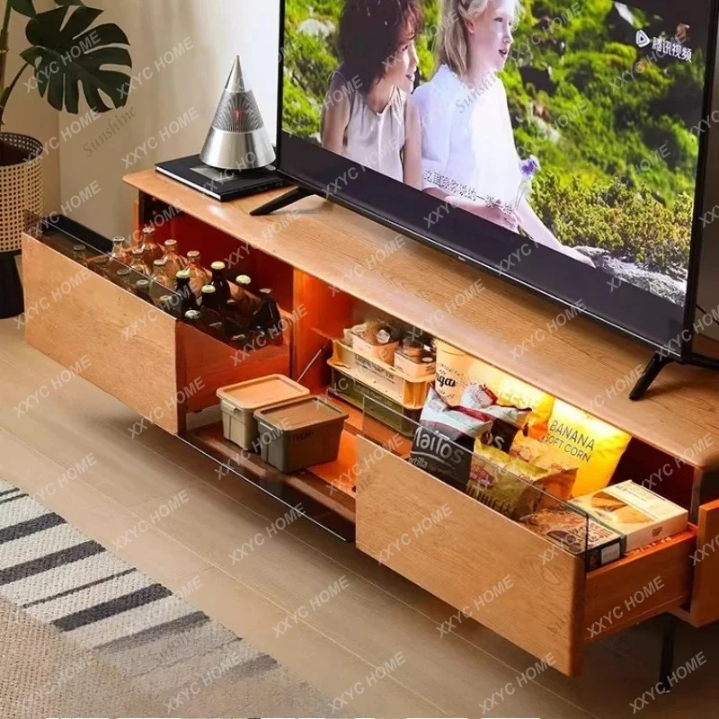Large and small apartment atmosphere log locker integrated coffee table TV cabinet combination