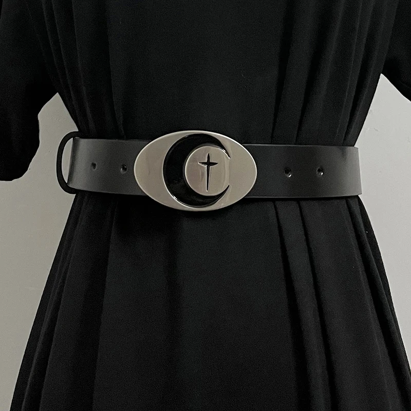 

Women's Runway Fashion Black Genuine Leather Cummerbunds Female Dress Corsets Waistband Belts Decoration Wide Belt TB056