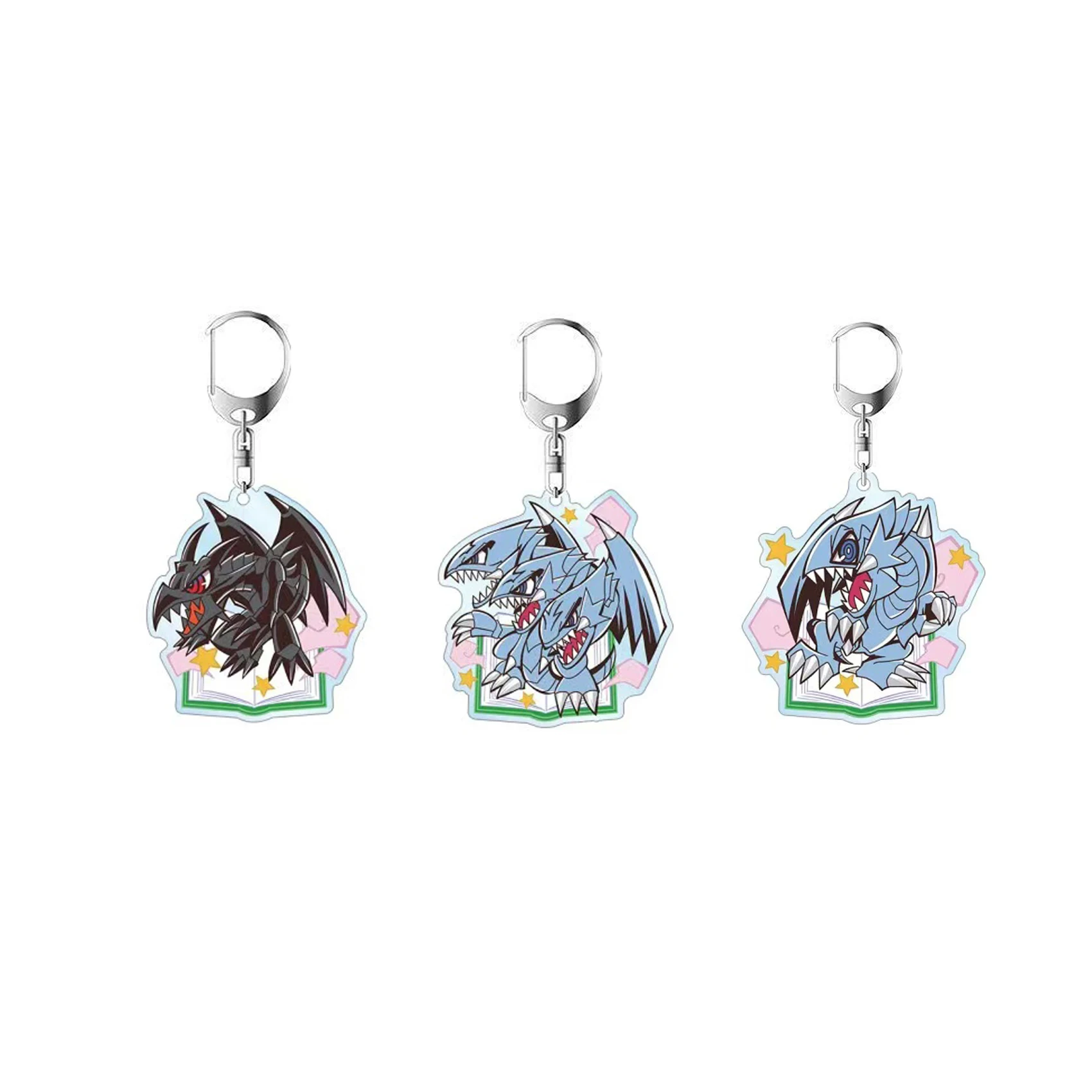 Porte-clés nostalgique en acrylique Dragon blanc aux yeux bleus, porte-clés commémoratif Game King