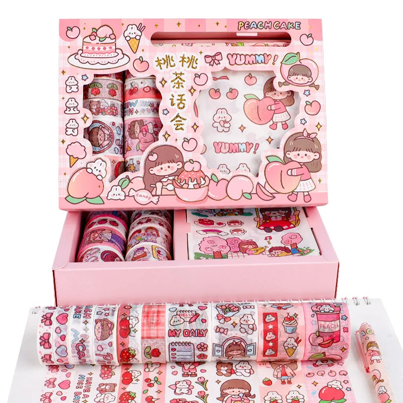 10 rotoli/scatola di adesivi Washi Tape Set colorato Kawai nastro adesivo Scrapbook Bullet adesivi per diario adesivo per ragazze bambini