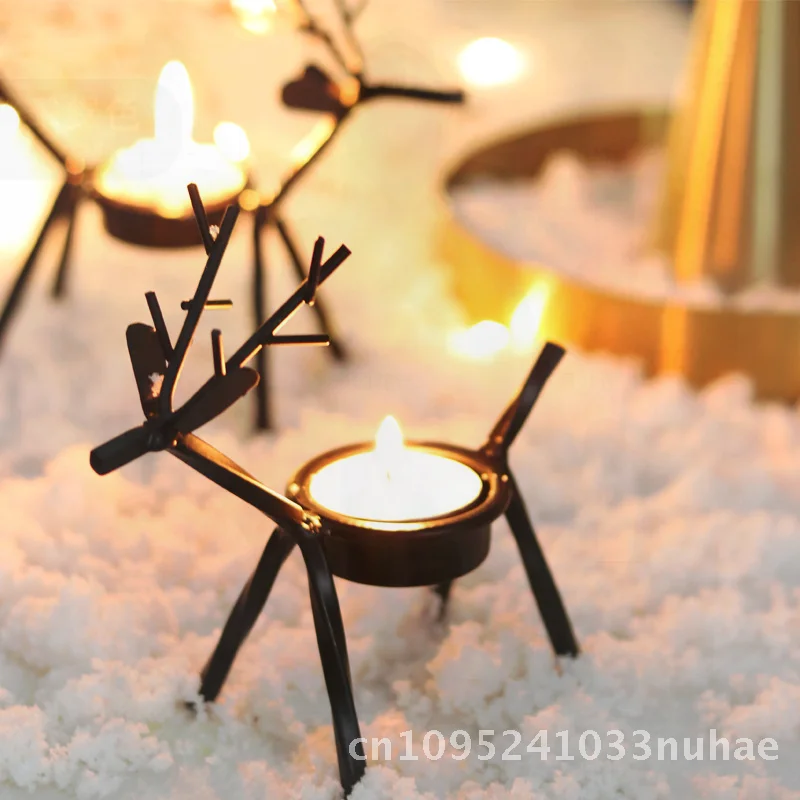 

Christmas Decorations Candlestick Creative European-style Black Deer Candlestick Iron Candlestick Restaurant Ornaments