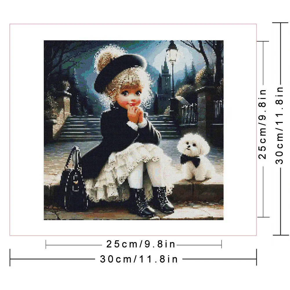 Sz26The Studded Diy Diamond Mosaic Portrait Girl Full Square Round Diamond Mosaic Animal Dog New Collection Wall Art Decor Craft view 2