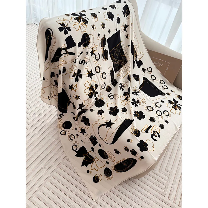 

Новый осенне-зимний женский шелковый шарф из 70% шерсти 30% - шаль во французском стиле - теплый платок - двусторонний такой же цвет - 135*135см