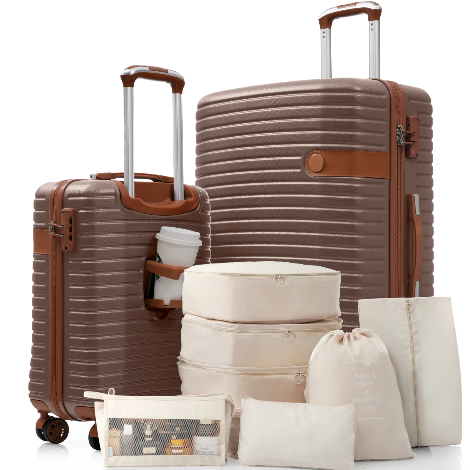 

Комплект багажа Hardshell с замком TSA, 360° ° Spinner Wheels, легкие прочные дорожные чемоданы для женщин/мужчин, ручная кладь и регистрации