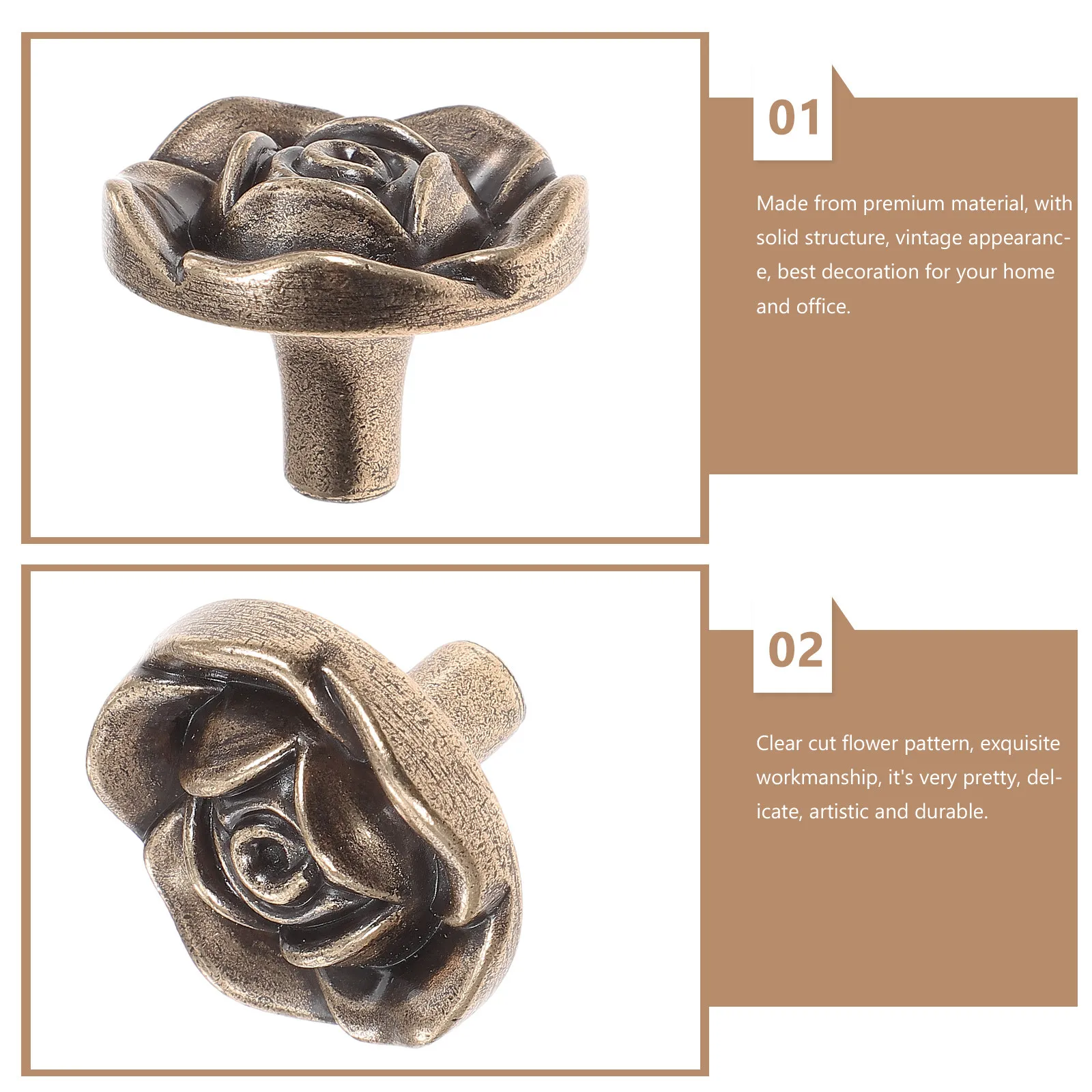 8Pcs Rose Flower Cabinet Pulls Vintage Style Drawer Knobs Cupboard Door Handles Dresser Decoration Vintage Dresser Knob