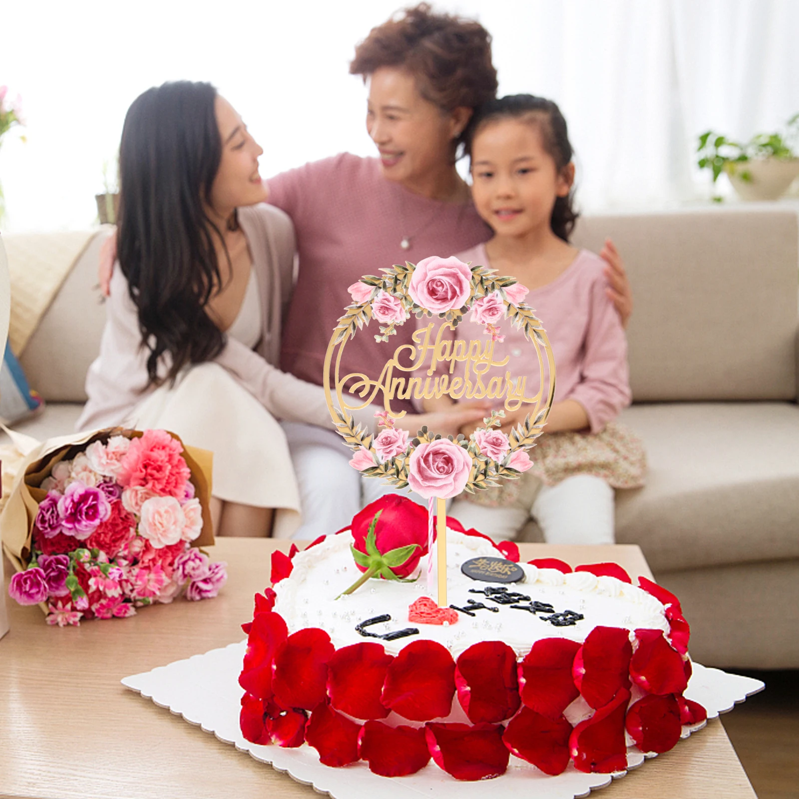 

2Pcs Acrylic Cake Picks Goldendoodle Wedding Anniversary Birthday Fruit Toppers Dessert Picks Cake Decorating