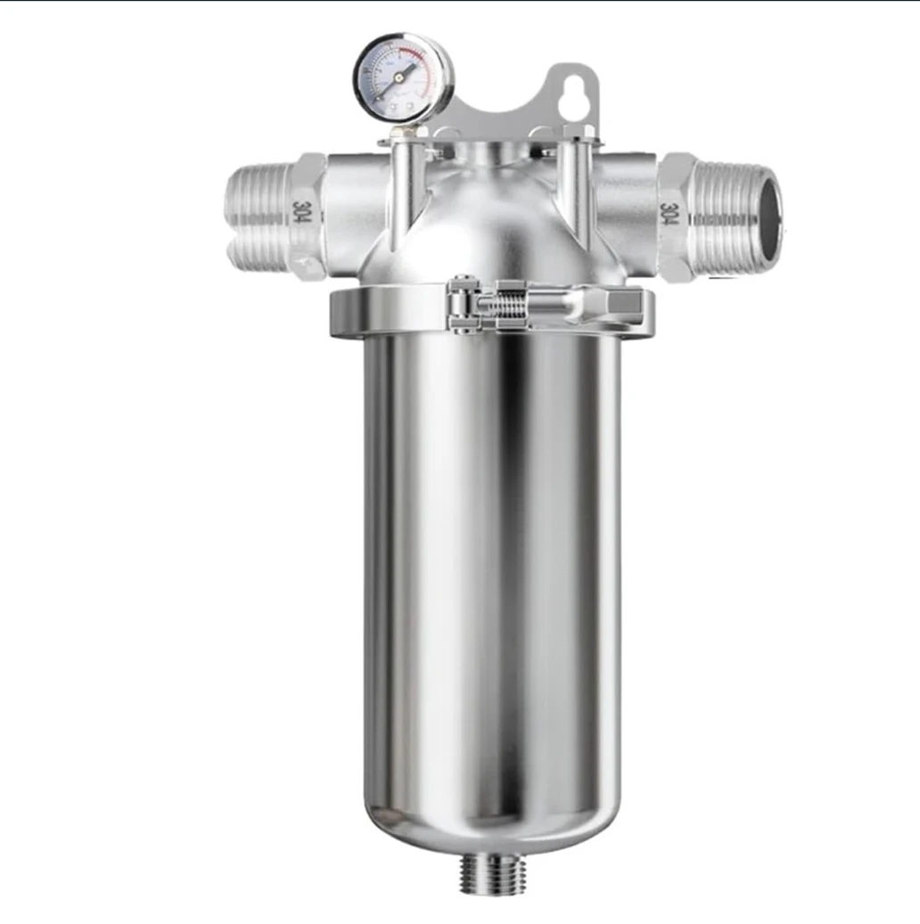 Prefiltro de agua de pozo para el hogar, purificador de agua para toda la casa, filtro de agua de retrolavado de alto flujo de acero inoxidable 304