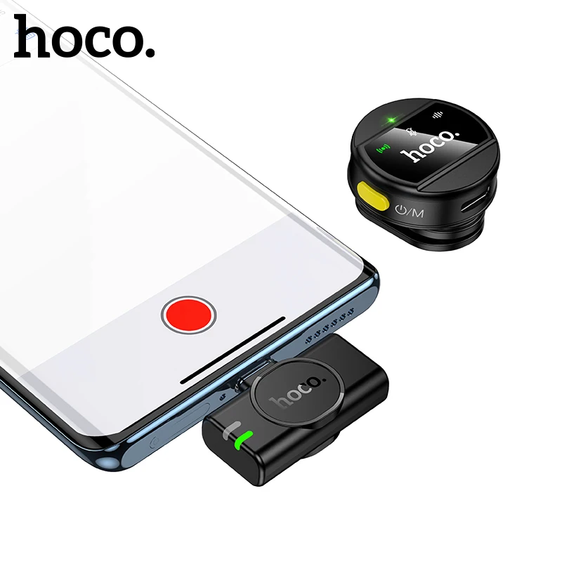 

HOCO USB C Wireless Round Microphone For iPhone 16 15 Pro Max Noise Reduction Magnetic Lapel Clip Lavalier Microphone For Xiaomi