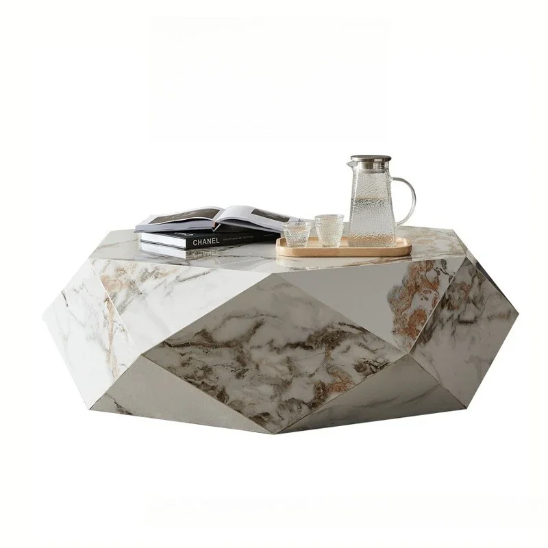 

Italian minimalist living room home diamond creative coffee table modern light luxury designer personalized polygonal rock slab
