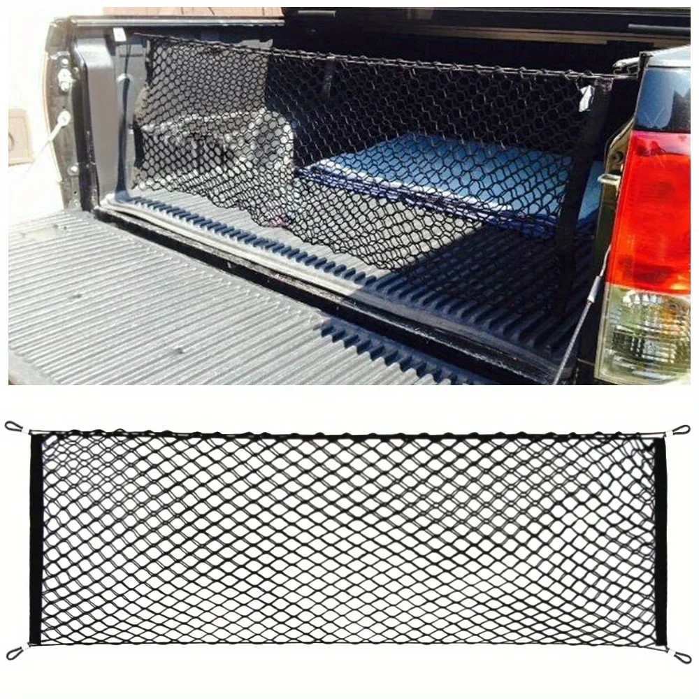 Cargo Net For Pickup Truck Bed For Trunk Organizers And Storage Additional With 4 Metal -for Silverdo, For Ford F150 For GMC