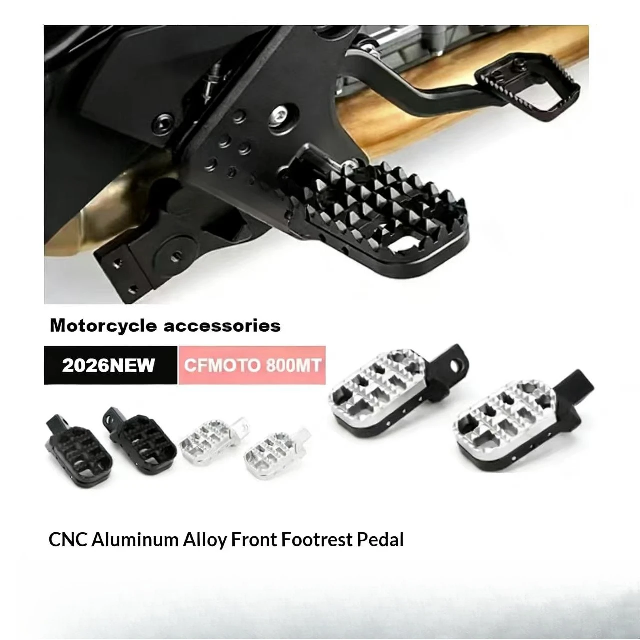Suitable for CFMOTO Chunfeng 800MT adjustable extended CNC aluminum front footrest. Motorcycle accessory modification part.