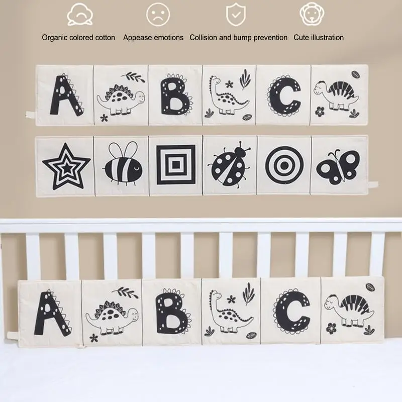 Soft Cloth Book 12 Patterns Early Childhood Bed Cloth Book Preschool Organic Cotton Folding Crib-Friendly Educational Activity