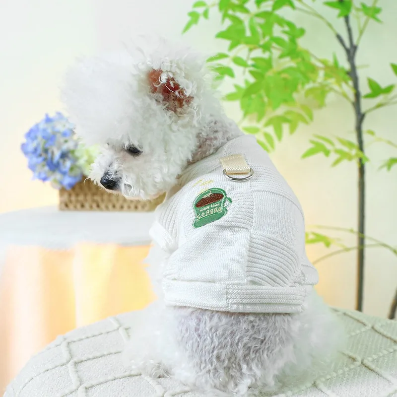 2024 Pet Clothing Cute Two Leg Afternoon Tea Round Neck Shirt