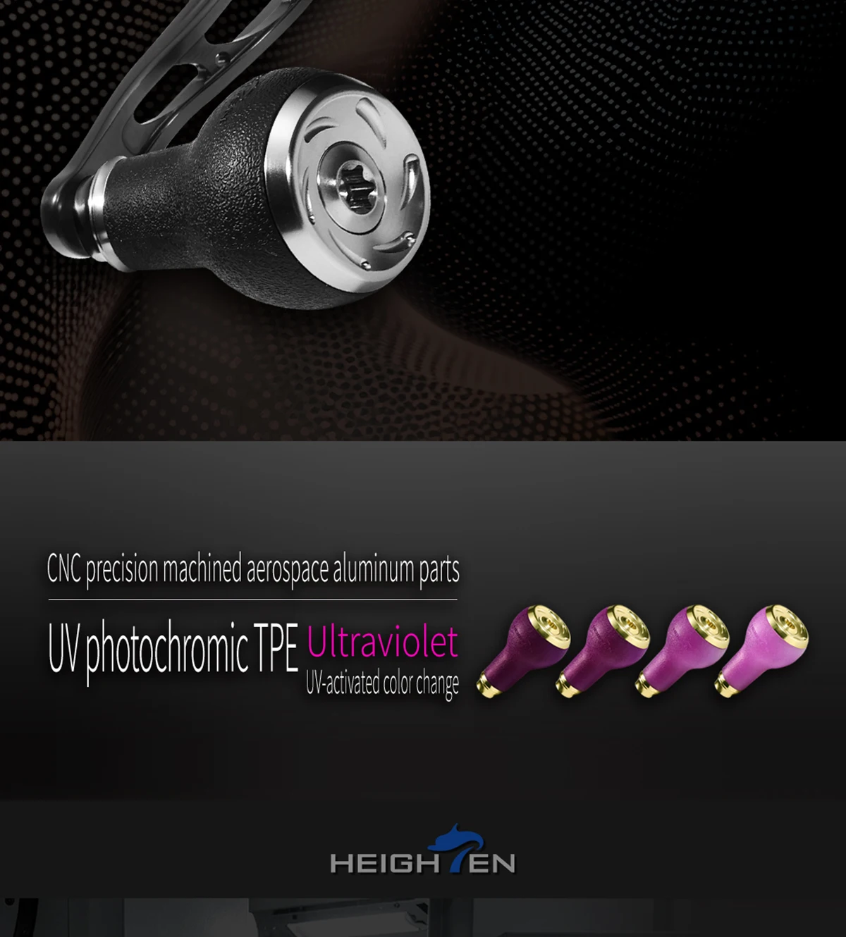 HEIGHTEN Ultraleichte UV-Photochrome Anti-Rutsch-Knopfgriff-Baitcasting-Rollen-Modifikationsteile für Outdoor-Angelzubehör – Detail 3