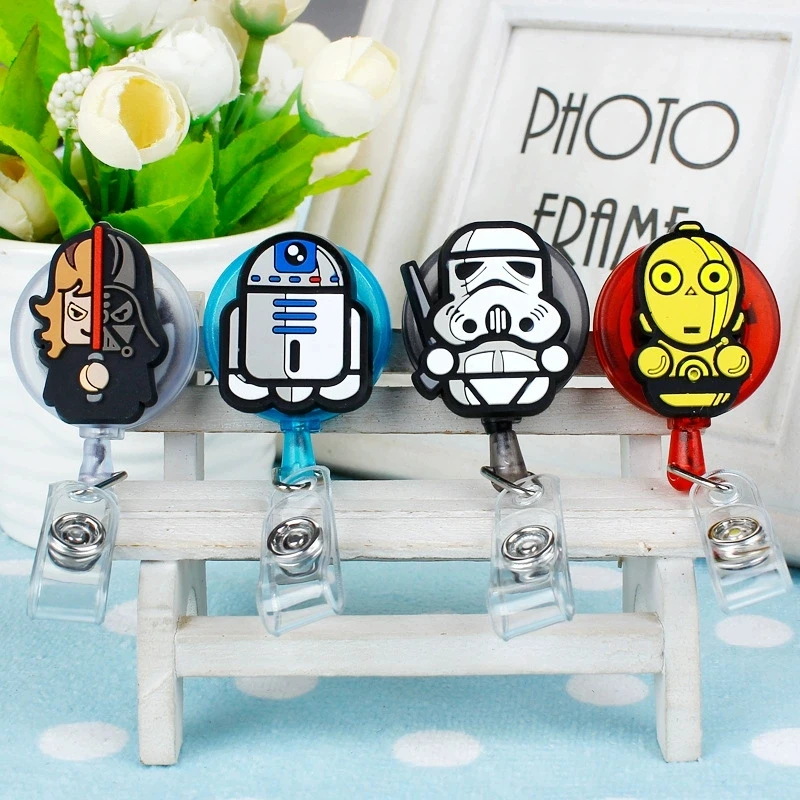 Cute Guerrier ID Card Holder Scalable Toggle Clip Employee Card Nurse Chest Card Student Bus Card Holder