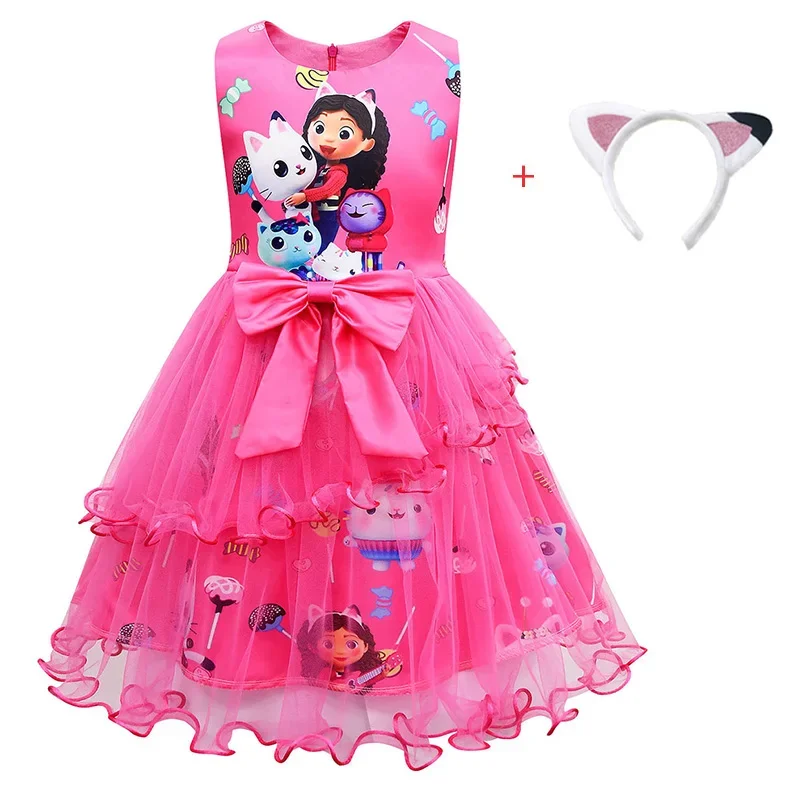 Gavby's doll house clothes cartoon gadgets cats baby girl dresses kids cosplay costume children sleepveless casual dress headban