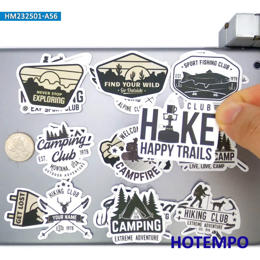 20/30/56PCS Retro Trip Stickers Hike Fishing Climbing Camping Travel Decals for Motorcycle Car Bike Luggage Laptop Phone Sticker