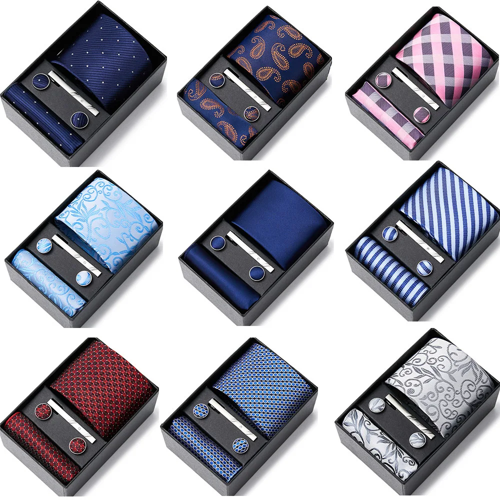 

Tie Men's Business Professional Dress Suit Blue Striped Gift Box Polyester Silk 7.5cm Business Gift New