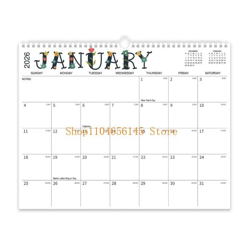 

5asd 2026-2027 Wall Calendar Planner 18 Month runs from Jan 2026 to Jun 2027 Twin Coil Binding Calendar For Daily Planning