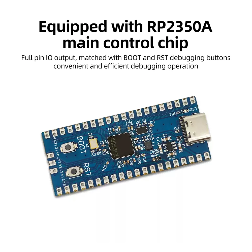 RP2350A Microcontroller Mini Development Board Type‑C Full GPIO Pins BOOT RST Buttons Debug Port Compact Embedded MCU Module