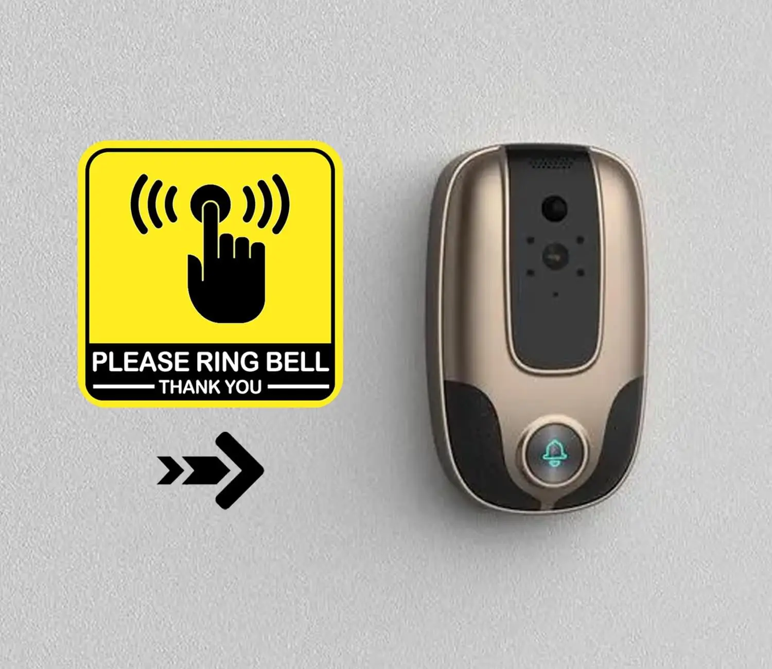 4장 작은 '벨을 울려주세요' 스티커, '벨을 울려주세요' 문벨 야외용 작은 표지판, 화살표 스티커가 있는 야외용 표지판