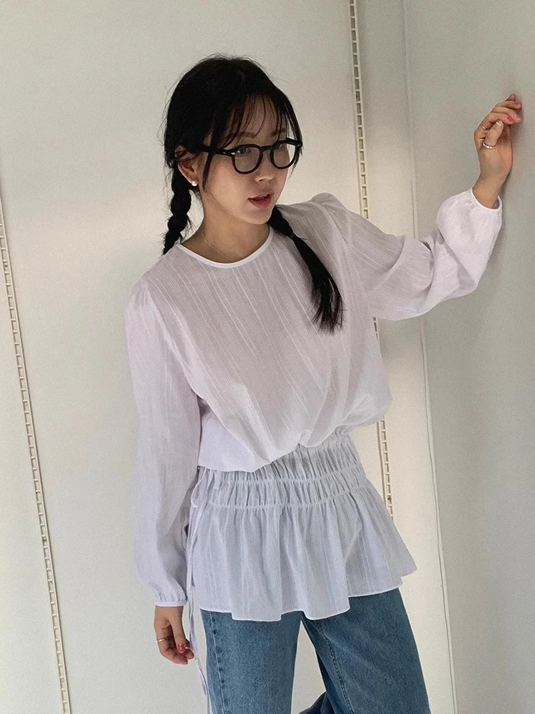 Nuovo design primaverile da donna lungo Sve irt con orlo in pizzo cravatta laterale versatile coreano Sle vestibilità ampia lunghezza regolare rotonda Ne