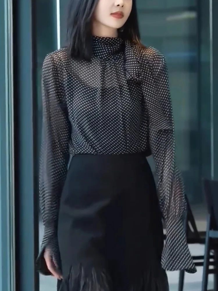 

Korean Design Polka Dot Spring Commute Light Maturi Sle irt 2025 Spring Large Size Sun Protection Trendy Brand
