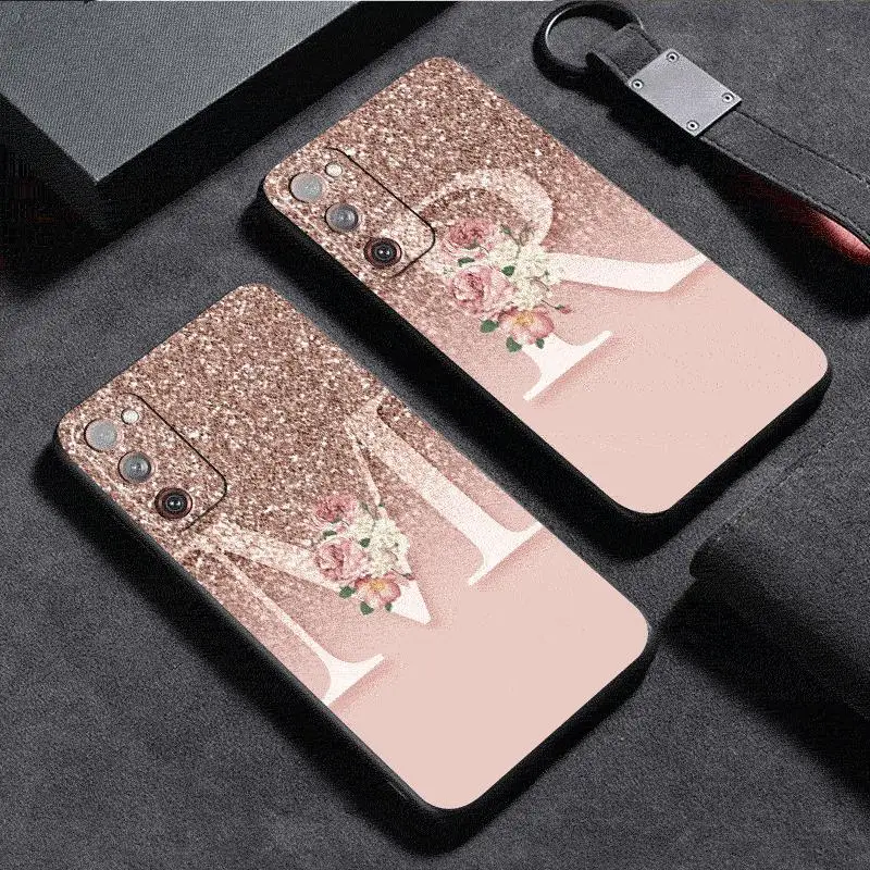 Etui Letter Pink Shiny M R do Samsung Galaxy S24 S23 S22 Ultra S20 FE S21 S10 Note 20 10 Plus Pokrowiec na telefon — zdjęcie 7
