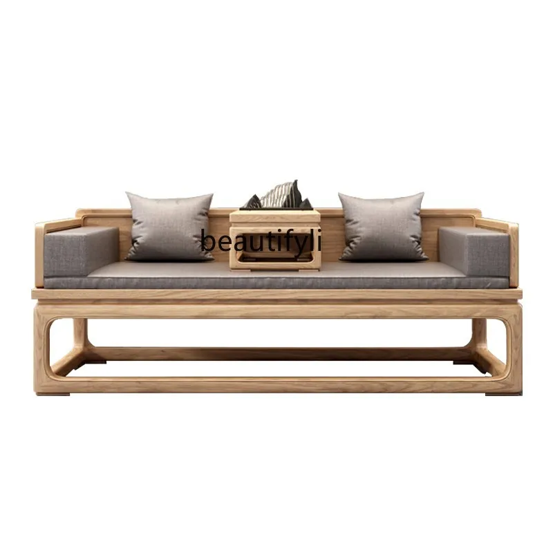 New Chinese-style solid wood Arhat bed sofa small apartment modern simple push-pull bed living room folding retractable bed