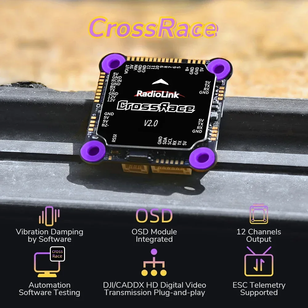 

NEWEST Radiolink CrossRace Pro Flight Controller 12CH Output OSD BEC Integrated Plug-and-play for FPV Drone 2-8 Axis Multirotor
