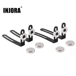 INJORA 4PCS RC Auto Borsette Del Corpo di Montaggio In Metallo L-Staffa con il Magnete per 1:10 RC Auto Crawler Assiale SCX10 90046 D90