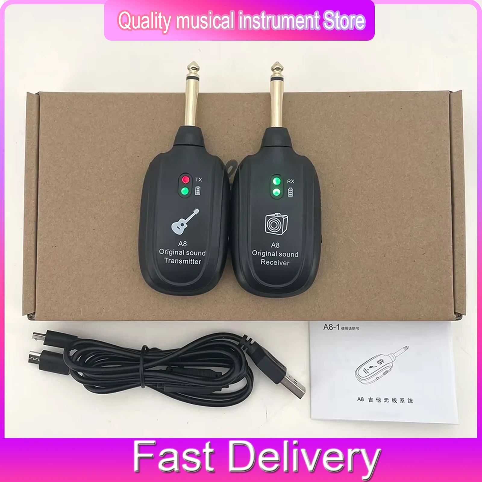 

Беспроводная система для гитары: передатчик и приемник со встроенной перезаряжаемой батареей для электрогитары и бас-гитары, беспроводной гитарный передатчик