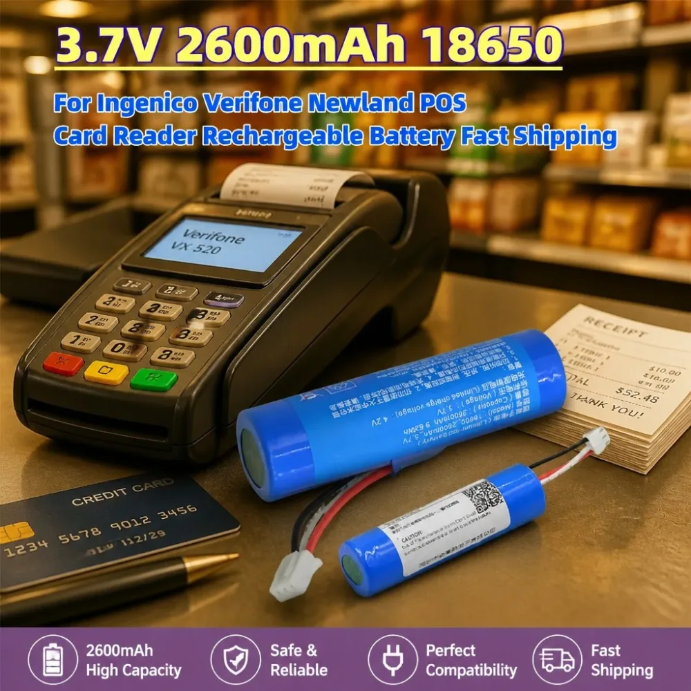 In Stock 18650 3.7V 2600mAh Battery For Ingenico Verifone Newland POS Card Reader