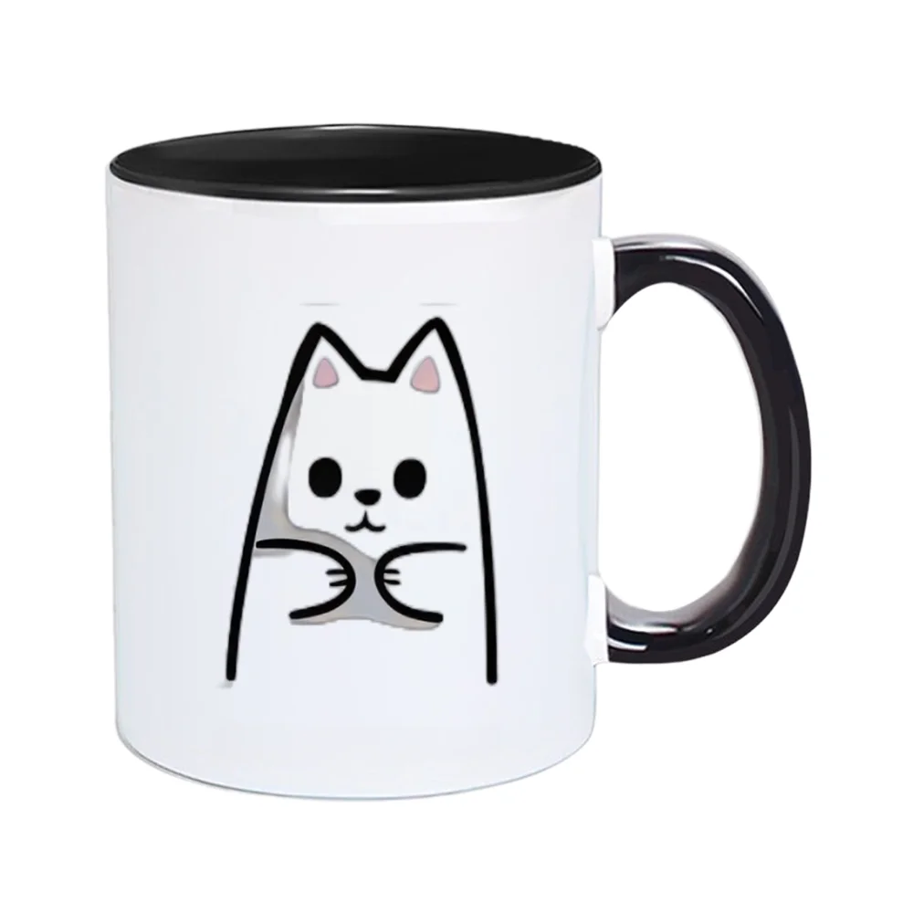 11oz Cute Black Cat Printed Ceramic Coffee Mug for Home Use Birthday Party Christmas Holiday Present and Outdoor Activities