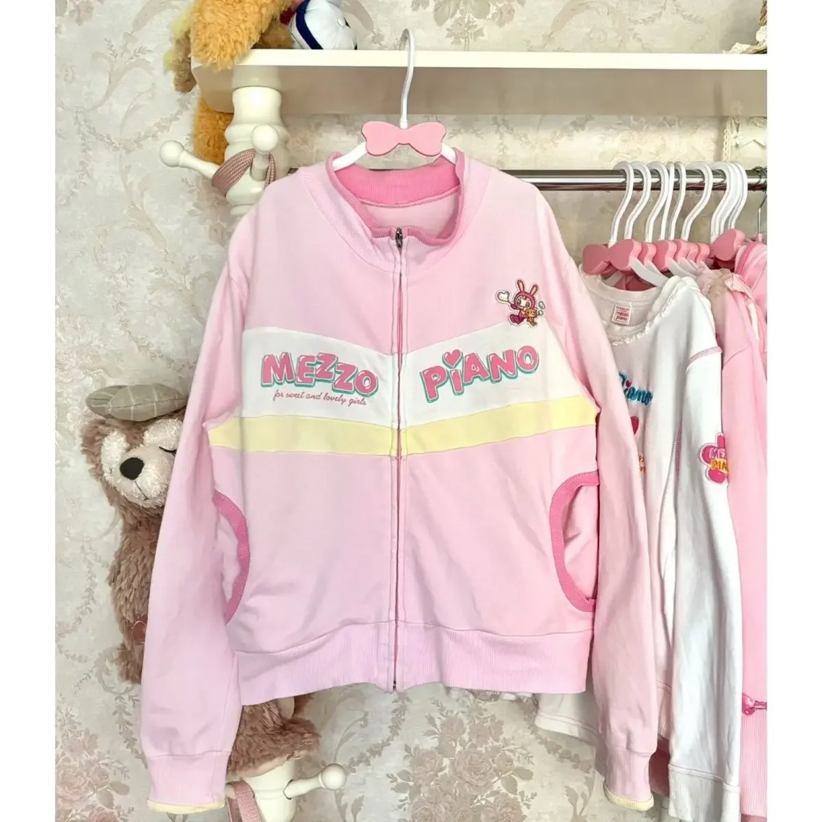 Winter New Sweet Girl Zip Up Cardigan Japanese Cute Cartoon Mp Embroidery Printed Jojifuku Baseball Jacket Y2k Top Sweatshirt