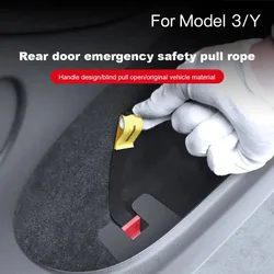 Rear Door Emergencies Safety Pull Rope for Tesla Model 3 Y Mechanical Switch Handle Emergency Puller Button Car Accessories