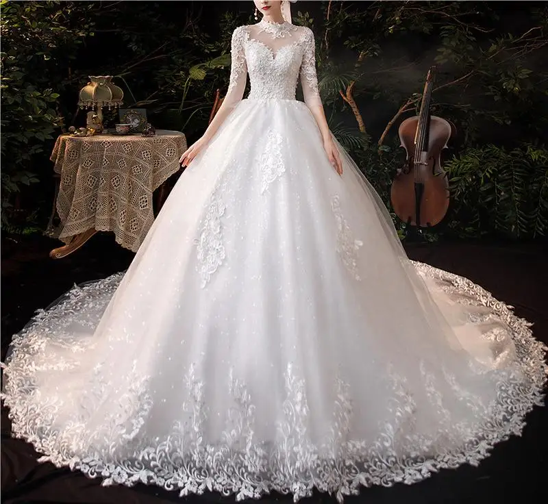 

HA 84 main wedding dress long sleeve 2024 new bride temperament trailing