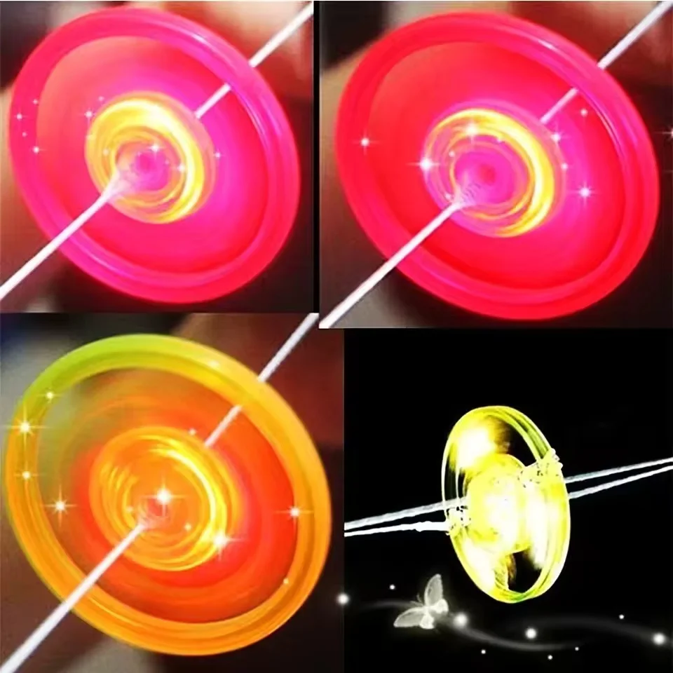 Fil de renfort créatif pour enfants, jouet lumineux, volant d'inertie, Flash, toupie émettant de la lumière, Gyro, Fitness, ligne de traction brillante, 5 pièces